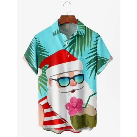 

MLFU Men s Hawaiian Shirts Short Sleeve Casual Print Tops Holiday Bowling Shirts Sizes Kids-Adult Unisex