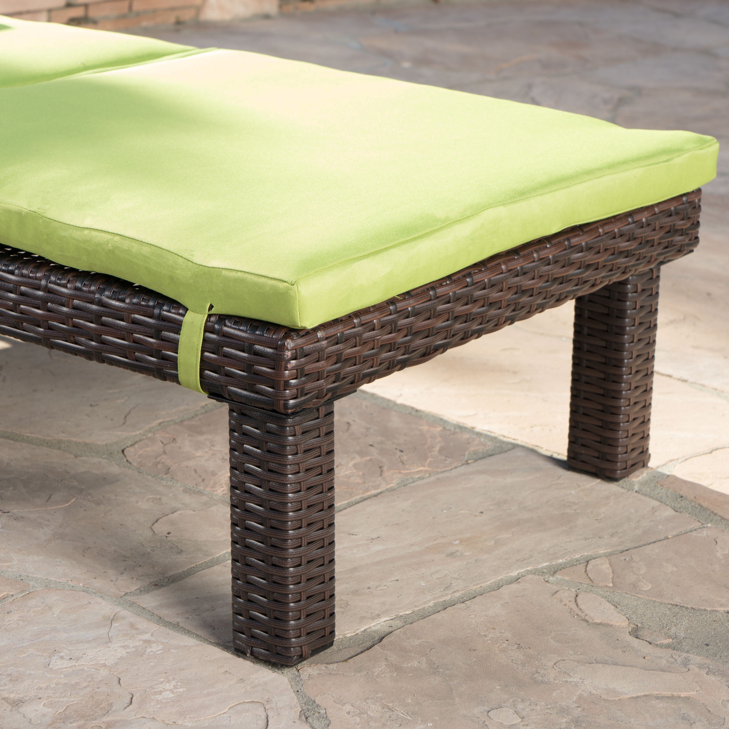 Lilyana Outdoor Chaise Lounge With Cushion, Set of 2, Multibrown, Green