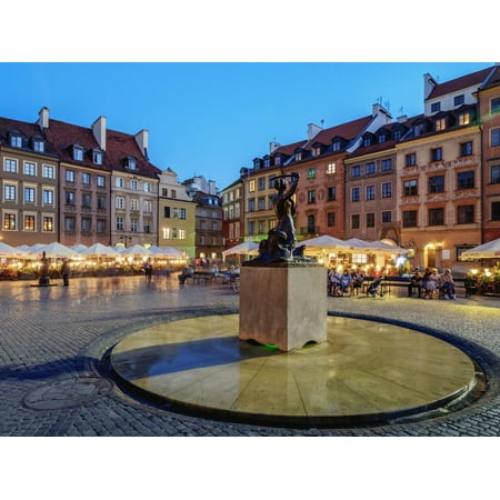 Old Town Market Place and the Warsaw Mermaid at twilight, Warsaw, Masovian Voivodeship, Poland, Eur Print Wall Art By Karol (Best Places To Visit In Warsaw Poland)