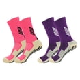 thumbnail image 1 of Dinheiro 2 Pares Calcetines Deportivos Antideslizantes Empuñadura de Goma Antideslizante para fútbol, Rugby, Baloncesto, Correr, Yoga,Rose Red+Purple, 1 of 5