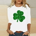 thumbnail image 2 of Diufon St Patricks Day Shirts for Women Shamrock 3/4 Sleeve Pullover Crewneck Tops Glitter Printed Tunic Blouse, 2 of 4