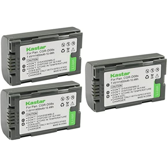 Kastar 3-Pack CGR-D08 Battery Replacement for Panasonic AG-AC90P, AG-AC90PJ, AG-AC90PX, AG-DVC7, AG-DVC7P, AG-DVC15, AG-DVC15P, AG-DVC30, AG-DVC30E, AG-DVC32, AG-DVC33, AG-DVC60, AG-DVC60E Camera