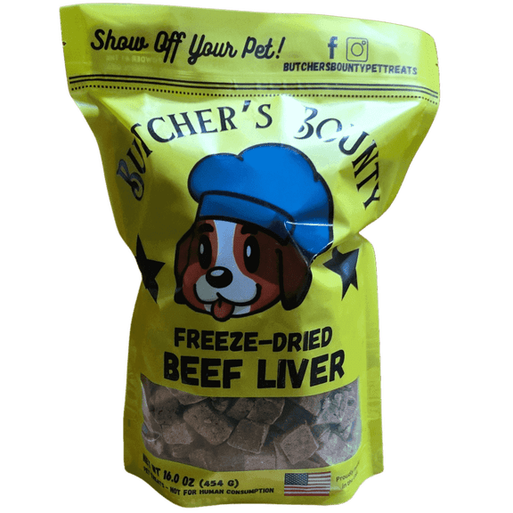 Butcher's Bounty Pet Treats Freeze-Dried Beef Liver Crunchy Treats for Dogs & Cats, 16 oz.