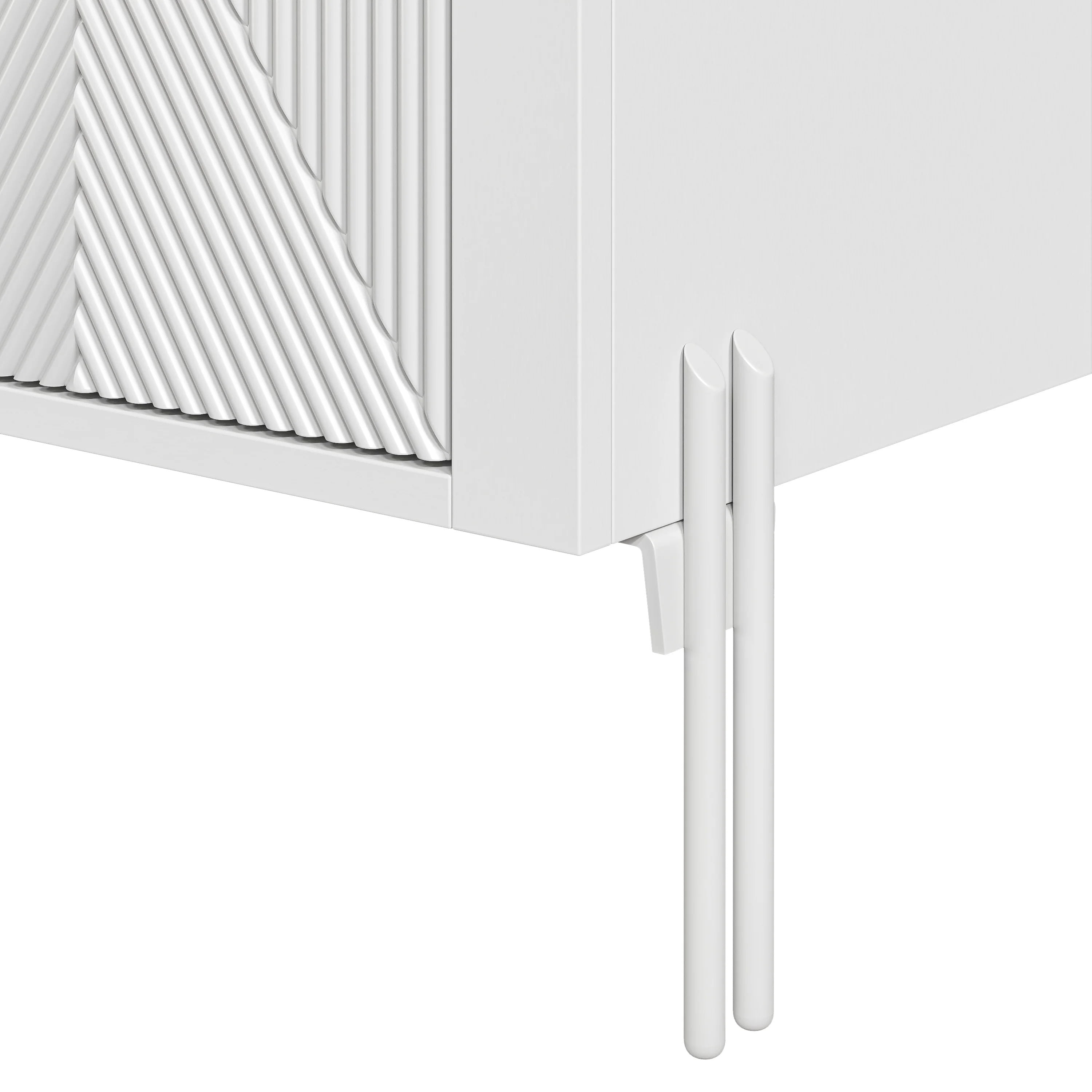 42" Wine Cabinet – Metal Glass Rack, Wood Grid, Adjustable Shelves, Drawers & Slate Top，White