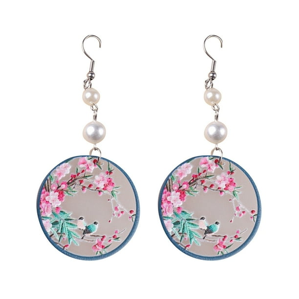 Pendientes Pendientes Acrilicos Flor Perla Larga Pendientes Retro para Regalo