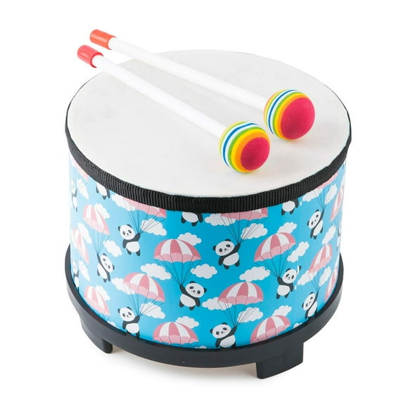 Bongo Ensemble de Tambours pour Enfants : Tambour de Percussion pour Enfants avec 2 Maillets - Tambour Montessori Préscolaire pour Bébés (Bleu 8 Pouces)