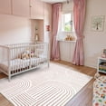 thumbnail image 6 of Moynesa 5'x7' Abstract Area Rugs for Living Room, Ultra-Thin Soft Washable Rug Non-Slip Modern Girls Bedroom Rug Rainbow Throw Carpet for Dining Room Nursery Playroom Office, Light Pink, 6 of 7