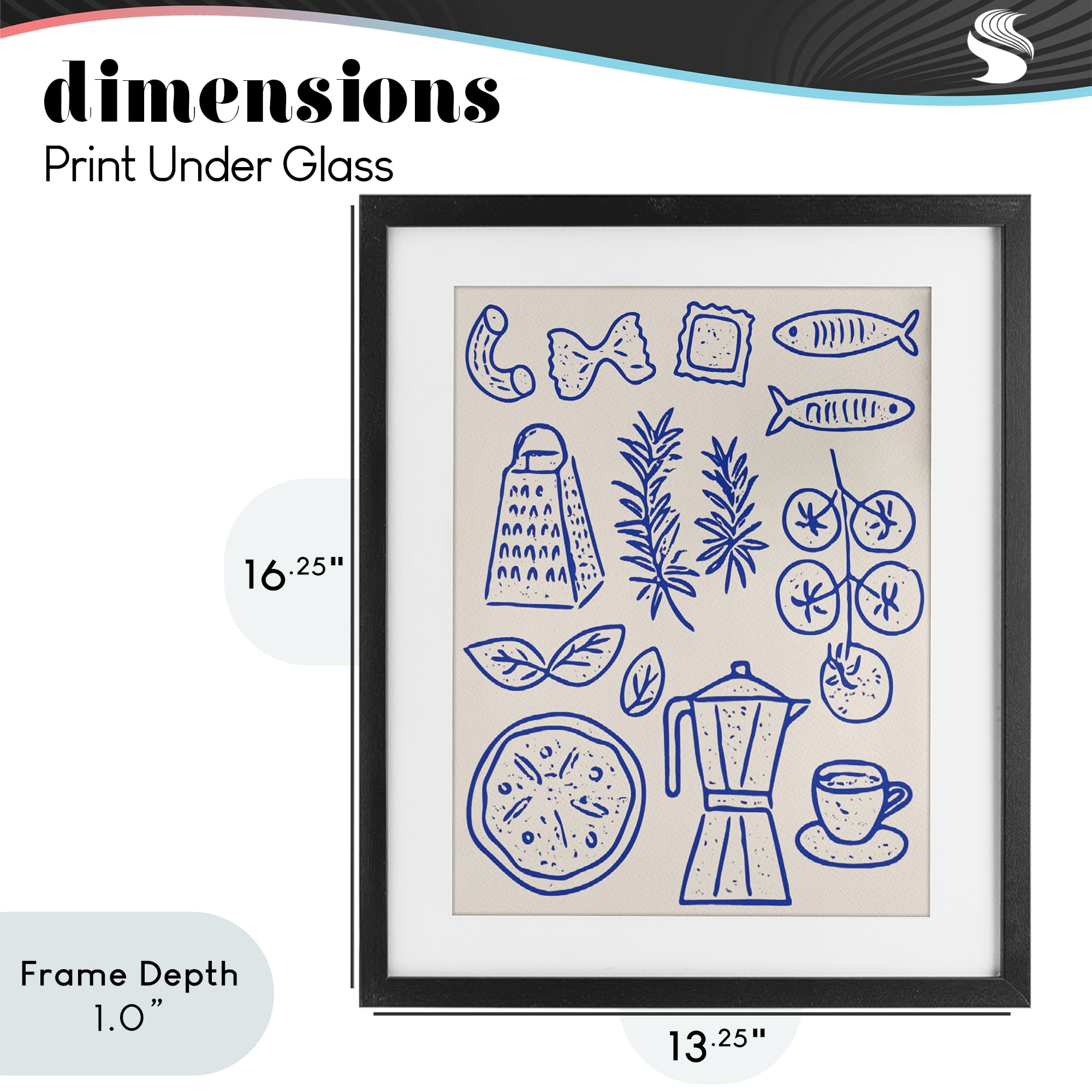 Stupell Industries Pasta & Espresso Simplicity Black Framed Print Under Glass, design by Camila Juncos