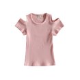 thumbnail image 1 of xiaxaixu Kid Chemises, Manches Courtes Col Rond Tricot Rue Partie Occasionnels Découpe Printemps Été Hauts pour les Filles, 1 of 8