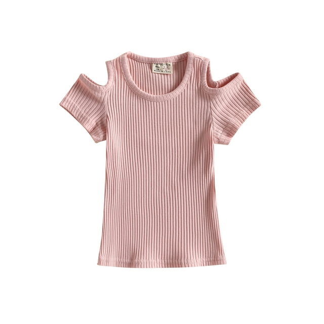 xiaxaixu Chemises pour Enfants, Manches Courtes Col Rond Tricot Fête de Rue Décontracté Découpe Printemps Été Hauts pour Filles