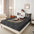 thumbnail image 4 of Homewish Bow Letter Monogrammed D 4 Pieces Queen Sheet Sets for Teens,Leopard Print Ultra Soft Flat Sheet,Abstract Bohemian Damask Queen Fitted Sheet,Breathable Home Decor, 4 of 7