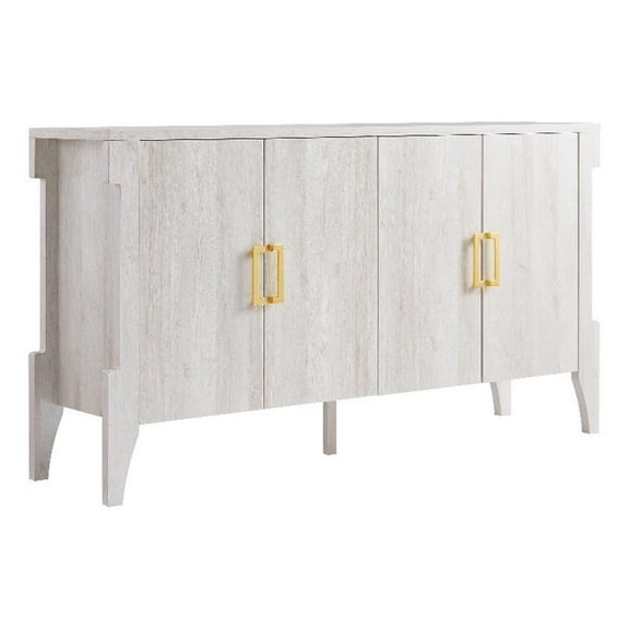 Bowery Hill Farmhouse Wood 6-Shelf Buffet in White Oak Finish