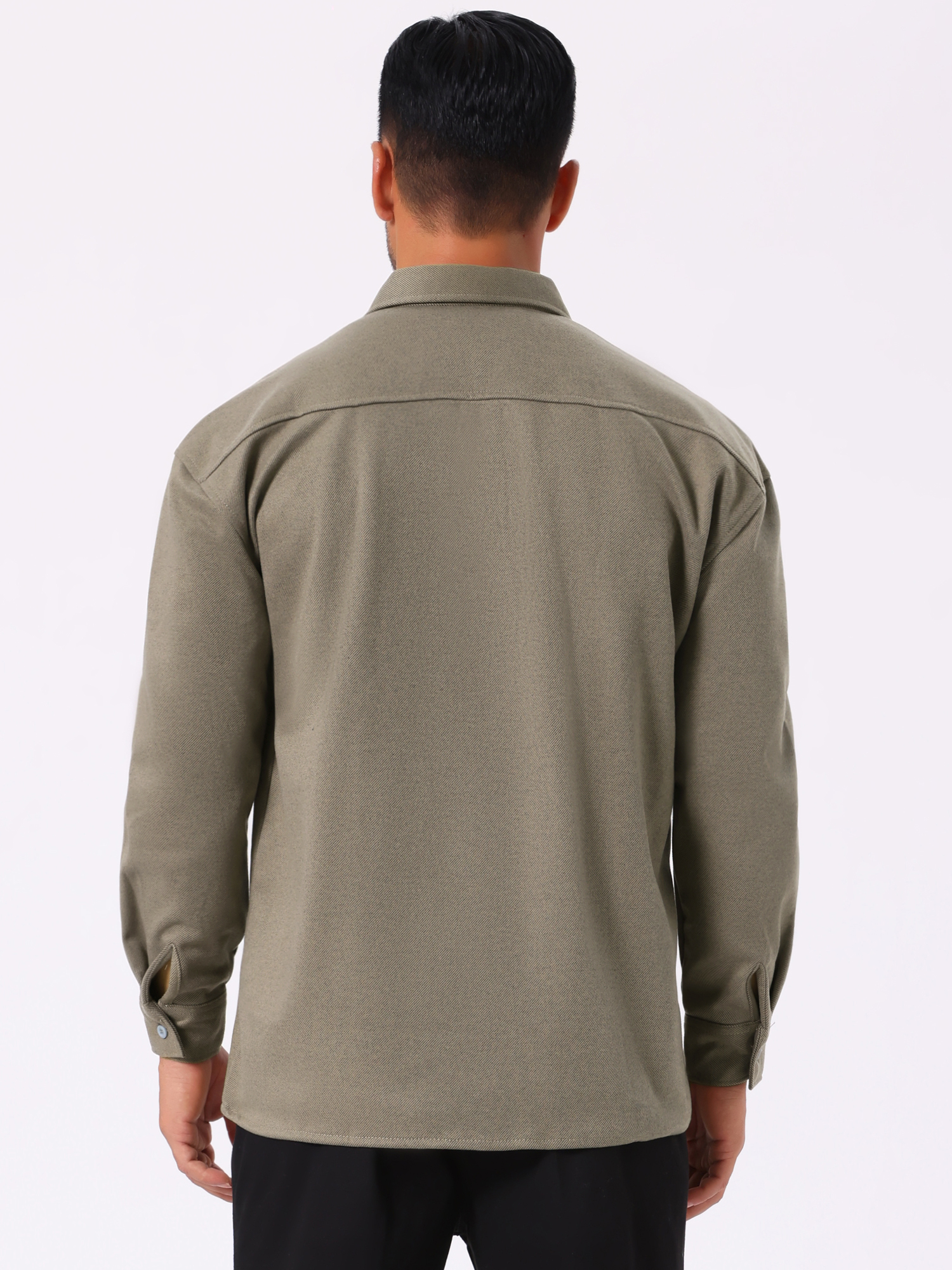 DARING DIVA Long Sleeve Button Solid Color Casual Work Jacket L Gray Khaki