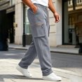 thumbnail image 7 of MXALUOB Cargo Pants for Men Waffle Knit Drawstring Waist Casual Pant Solid Color Workout Running Trousers with Zipper Pockets, 7 of 7