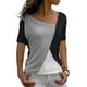 thumbnail image 2 of Blusa de manga corta con cuello en V para mujer, cómoda, informal, de manga corta Pompotops  hkajfhjk465735, 2 of 5