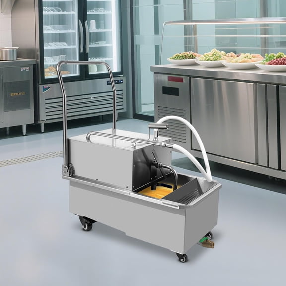 55 L /14.5 Gal Commercial Mobile Fryer Filter Machine 550W Restaurant Oil Filter Machine Mobile Fryer Oil Filter Machine with Filter Papers Fryer Oil Filter Cart for Supermarket, Restaurant
