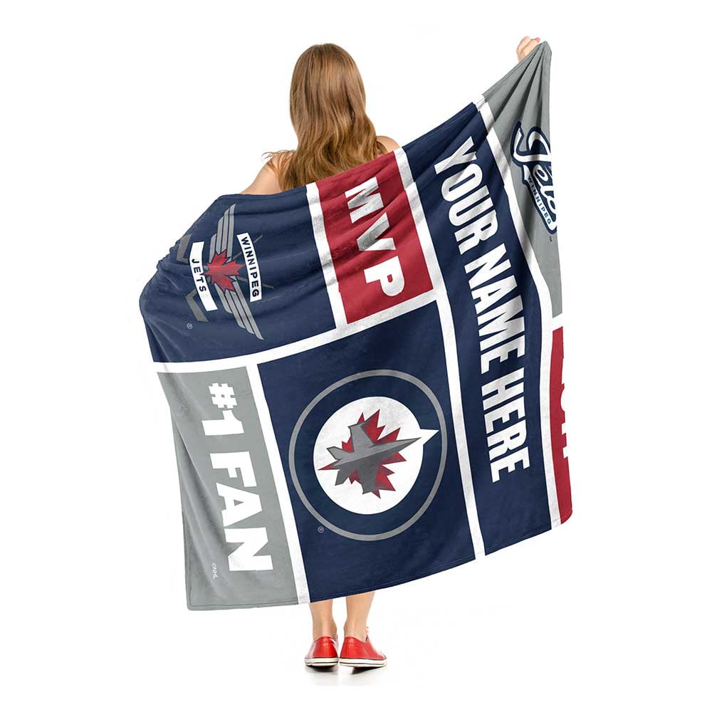 Winnipeg Jets NHL Colorblock Personalized Silk Touch Throw Blanket, 50" X 60"
