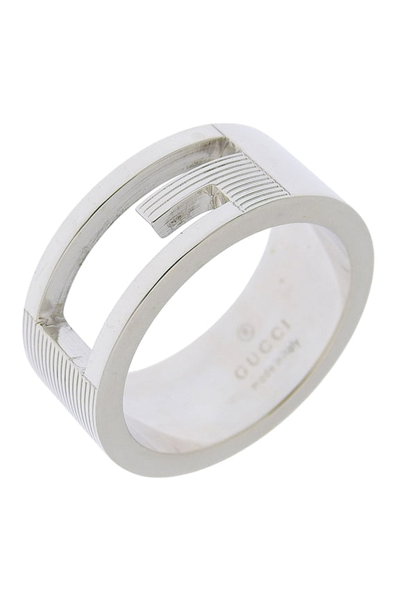 Pre-Owned Gucci Branded G Ring, Size 10, Sterling Silver 925, Approx. 7.4g, Unisex.