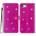thumbnail image 7 of For iPhone 7 / 8 / SE 2020 / SE 2022 Wallet Case Bling Shiny Premium PU Leather with RFID Blocking Card Slots Holder Magnetic Flip Kickstand Shockproof Wrist Strap Cover, Rose, 7 of 7