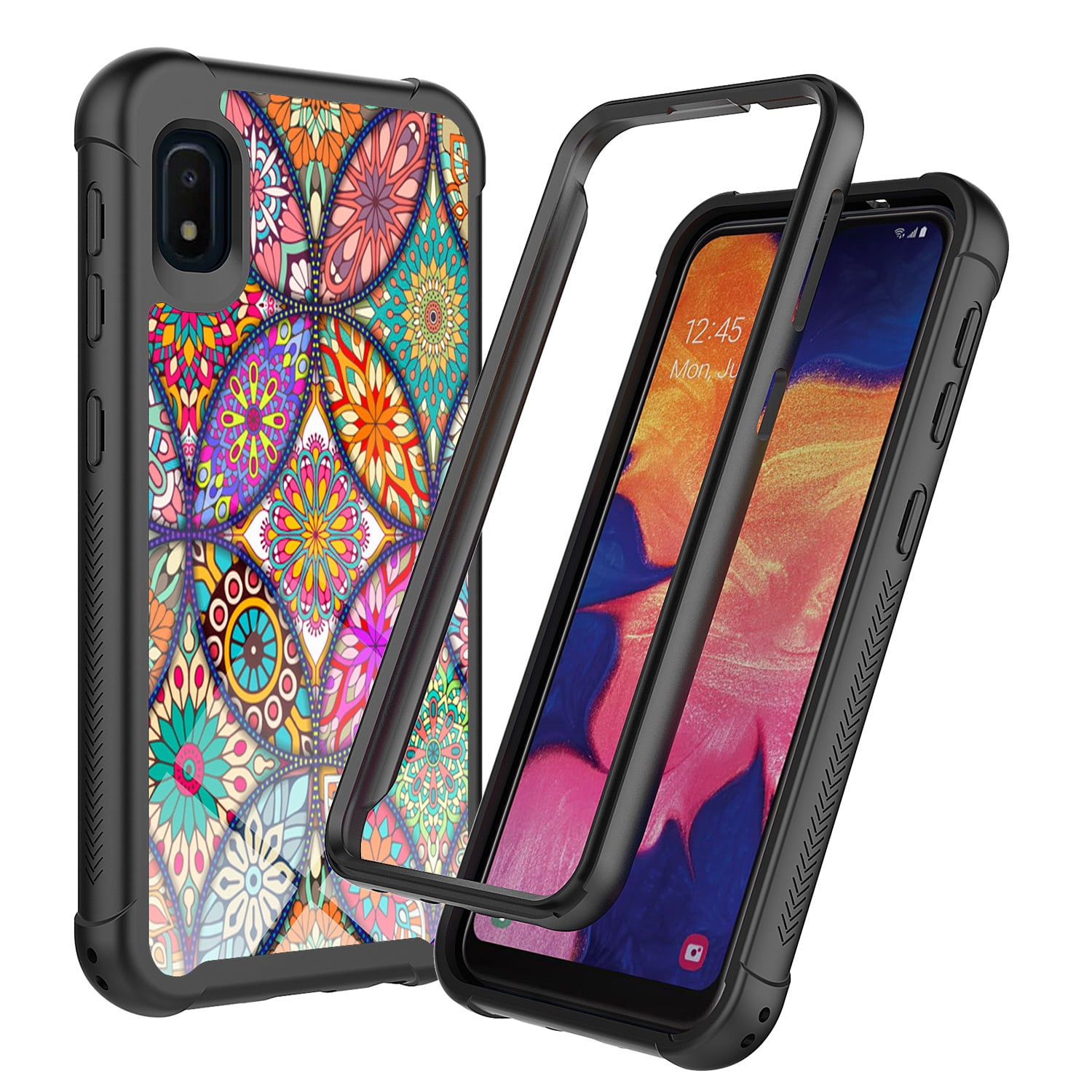 Samsung Galaxy A10E Case, Rosebono Hybrid IMD Design Graphic Anti-Scratch Fashion Cute Colorful Silicone Skin Cover Armor Case for Samsung Galaxy A10E (Colorful Mandala)