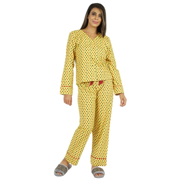 Bimba Women Printed Nightwear 2 Pcs Sleepwear Set Top & Pyjama PJ Set For Women Cotton