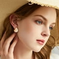 thumbnail image 3 of Lancharmed Gold Plated Stud Earrings,Pearl Gradient Drops Earring Friendship Gifts for Women, 3 of 7