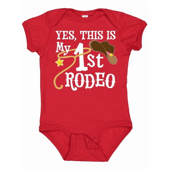 Inktastic Yes, This is My 1st Rodeo Cowboy Hat and Lasso Boys or Girls Baby Bodysuit