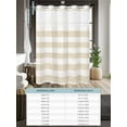 thumbnail image 6 of No Hook Cloth Fabric Shower Curtain with Snap in Liner, Beige Stripe Waterproof Shower Curtains Set with See Through Top Window, Vintage Country Geometric Linen Texture Bath Curtains Shower 72"x84", 6 of 6