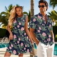 thumbnail image 4 of Uorisanigo Hibiscus Couple Matching Outfit Husban and Wife Clothing Men's Short Sleeve Shirt Size 3XL Hawaiian Shirts and Women's Summer Dress Size 3XL Sleeveless Hawaiian Party Sundress, 4 of 8