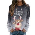 thumbnail image 1 of Camiseta suelta estampada a la moda para mujer, blusa de manga larga, cuello redondo, camisetas casuales, sudadera Pompotops FGAJ11807, 1 of 5