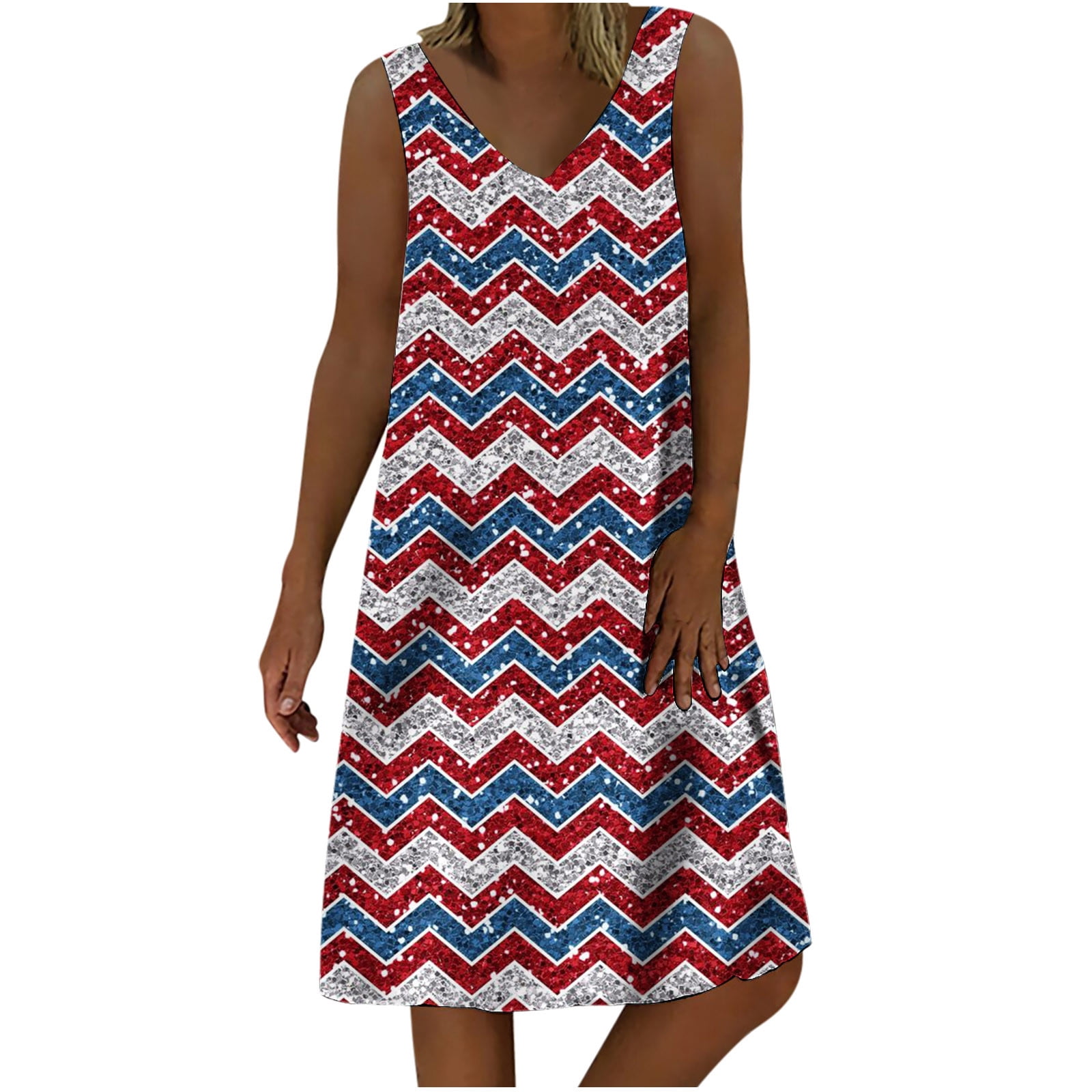 Cute American Flag Mini Dress For Women - Patriotic Sleeveless Tank Sundress For July 4th, Beach & Summer - View #7
