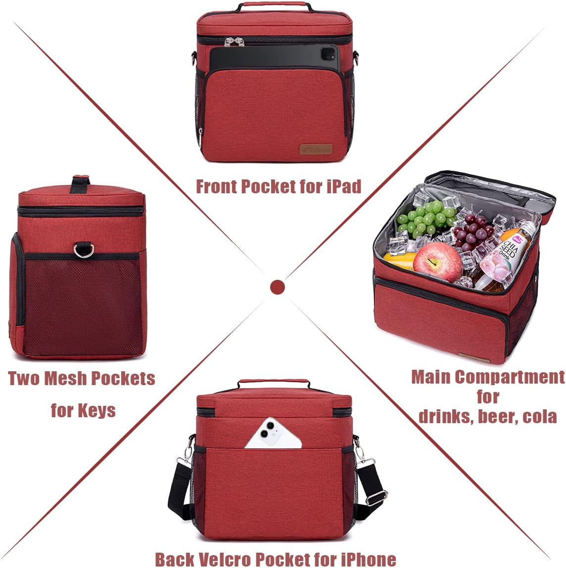 HotAdsFW Insulated Cooler Bag 6/24 Can Collapsible Leakproof Soft Sided Cooler for Car, Portable Foldable Small Ice Chest for Beach Camping Picnic Travel, 5/15qt Lunch Box for Men Work