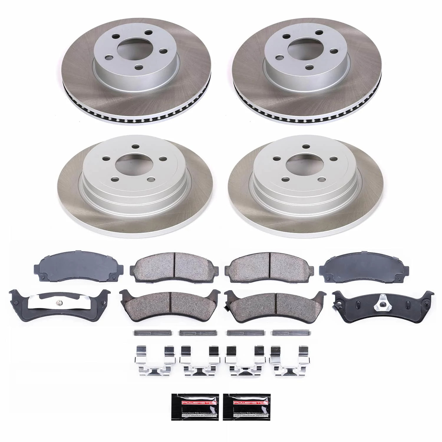PowerStop Front and Rear Semi-Coated Rotor and Low-Dust Ceramic Brake Pad Kit SC1924