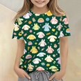 thumbnail image 2 of Cute Tops for Kids Girls Size 9-10 Short Sleeve Funny Animal Print Girls Clothes Tee Shirts Summer Casual Soft Kids Clothes Crew Neck T-Shirts Dark Green, 2 of 6