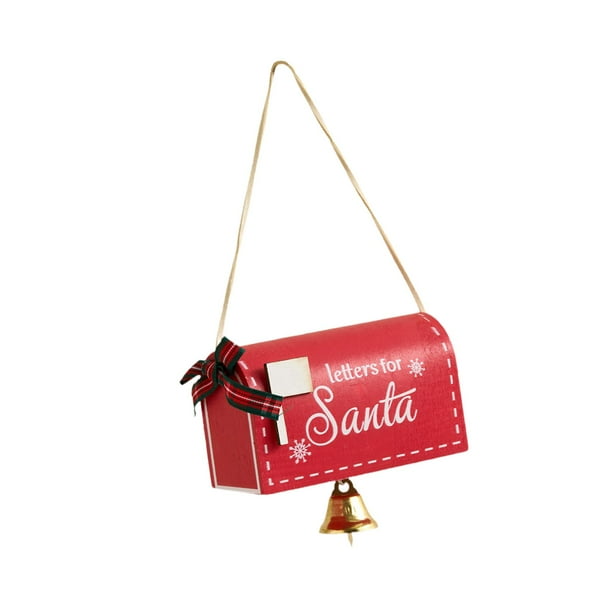 Buzón navideño con figura, mini buzón, decoración para el árbol de Navidad, cartas a Papá Noel Rojo