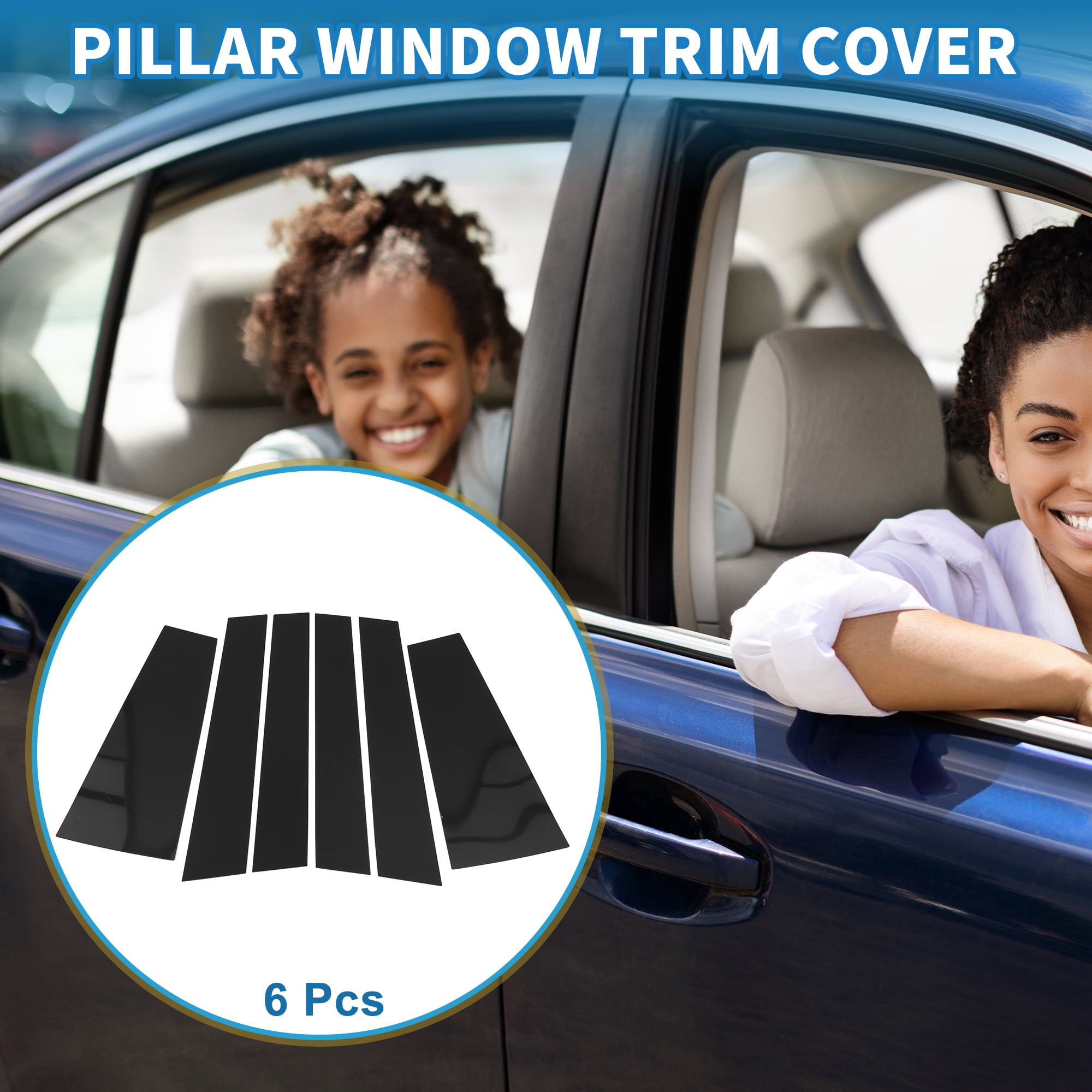 Unique Bargains 6Pcs Window Trim For Toyota Highlander 2015-2021 Black