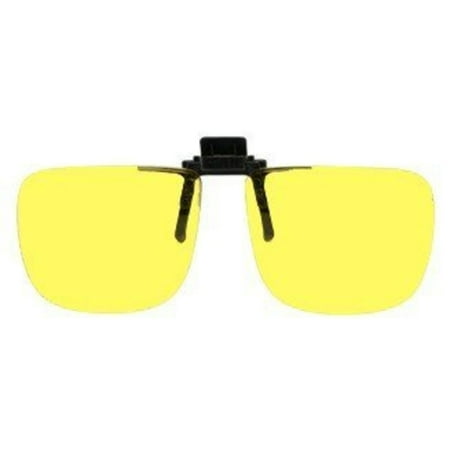 Polycarbonate Clip-on Flip-up Canary Yellow Enhancing Driving Glasses - 60mm Wide X 54mm High (136mm Wide)