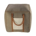 thumbnail image 5 of LR Home Medium Bordered Indoor Square Pouf, Taupe, 20" x 20" x 20", 5 of 8