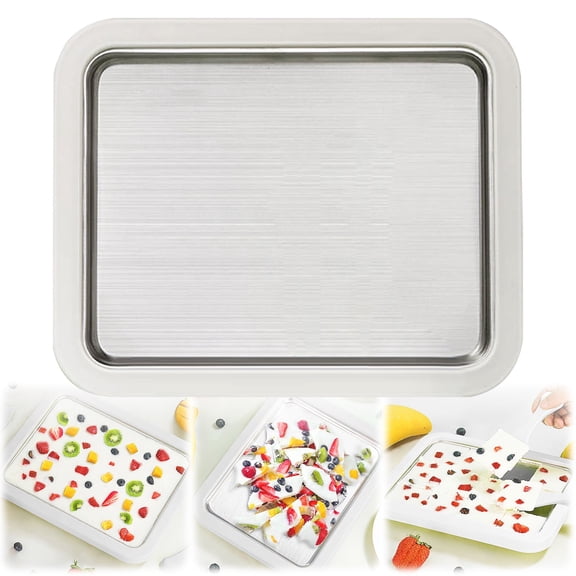 Rolled Ice Cream Maker,Homemade Ice Cream Maker, Instant Freeze Plate With 2 Scrapers, Diy Homemade Ice Cream Tray, Stainless Steel Frozen Yogurt Machine(26*21CM)