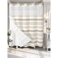 thumbnail image 4 of Beige Brown Striped No Hook Shower Curtain Waterproof,Bathroom Curtains with Snap in Liners and See Through Top Window,Modern White Abstract Art Aesthetics Hotel Bathtub Curtains Shower 72"Wx78"L, 4 of 8