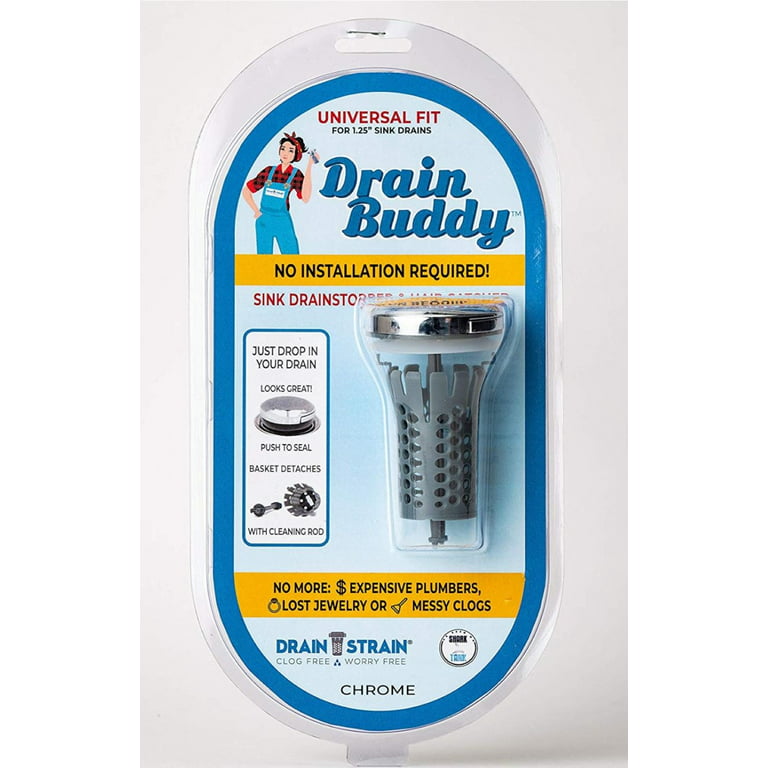 Drain Buddy Deluxe Bathtub Drain Stopper and Hair Catcher - Brushed Nickel