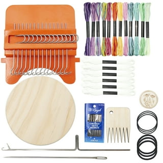 Littleduckling Small Weaving Loom Kit with 14 Hooks and 9 Needles Mini Darning Loom Speedweve Type Weave Tool Beginners Quickly Mending Loom Machine