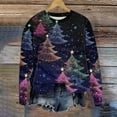 thumbnail image 2 of asdoklhq Christmas Sweatshirt for Women's Christmas Bright Colorful Christmas Tree Round Neck Print Loose Sweatshirt Long Sleeve No-Cap Sweatshirt Top Multicolor 5X, 2 of 5