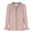 thumbnail image 4 of Lilgiuy Women's Fashion Casual Top Loose Lace Comfortable Long Sleeve Solid Color Blouse Clearance, 4 of 5
