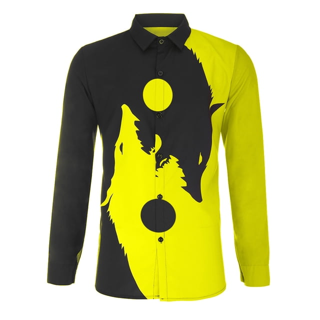 Camisas De Vestir Para Hombre Azul Blusa de hombre TopsO Neck Party camiseta elegante (Yellow, XL)