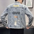thumbnail image 5 of Abrigo vaquero con botones para hombre con bordado Chaquetas vaqueras para hombre con agujeros rasgados Nuevo en entrega rápida Y2k Precio económico Elegante de tela, 5 of 5