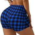 thumbnail image 2 of Xecao Buffalo Plaid Blue Black Print Workout Shorts for Women Soft Smooth Gym Yoga Scrunch Active Tennis Workout Running Shorts, 2 of 9