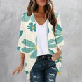 thumbnail image 2 of miqiqism Lightweight Cardigans for Women Trendy Casual Open Front Graphic Floral Print Cardigan Juniors Fashion Long Sleeve Pleated Tops Cover Up Jacket,Green,XX-Large, 2 of 5