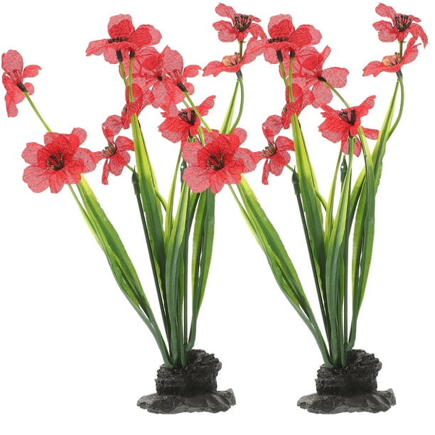 KAKOWELY 2 piezas de plantas decorativas para pecera, delicadas plantas artificiales para acuario de escritorio, accesorio para acuario