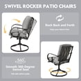 thumbnail image 5 of MELLCOM Patio Swivel Chair Set of 2, Heavy Duty Outdoor Dining Chairs with Thickened Cushions, Metal Patio Chairs Gentle Rocker for Outside, Garden Lawn & Porch, Backyard, Grey, 5 of 8
